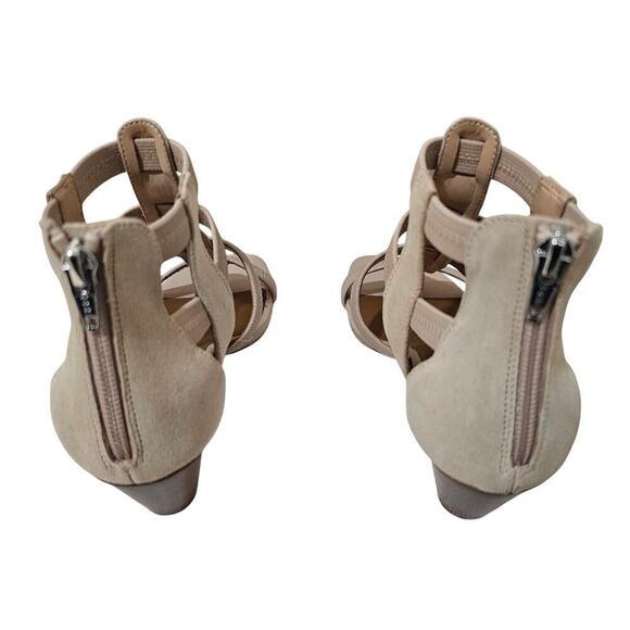 NWT Donald J. Pliner Leather Caged Strap Sandal w 2" heel. 8M SAND - Picture 11 of 13